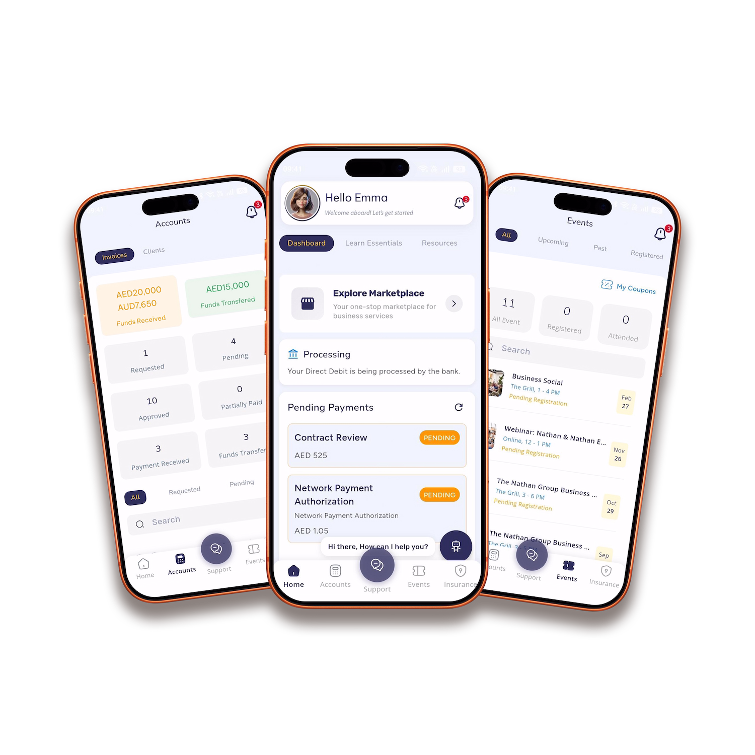 The Dynamic Freelancer app shown on three phone screens